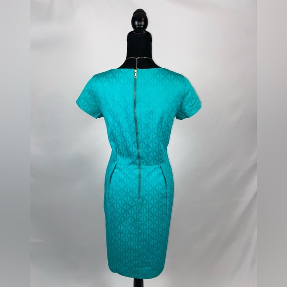 Turquoise Blue Dress 100% Cotton Short Sleeve Size 12 - Picture 5 of 8